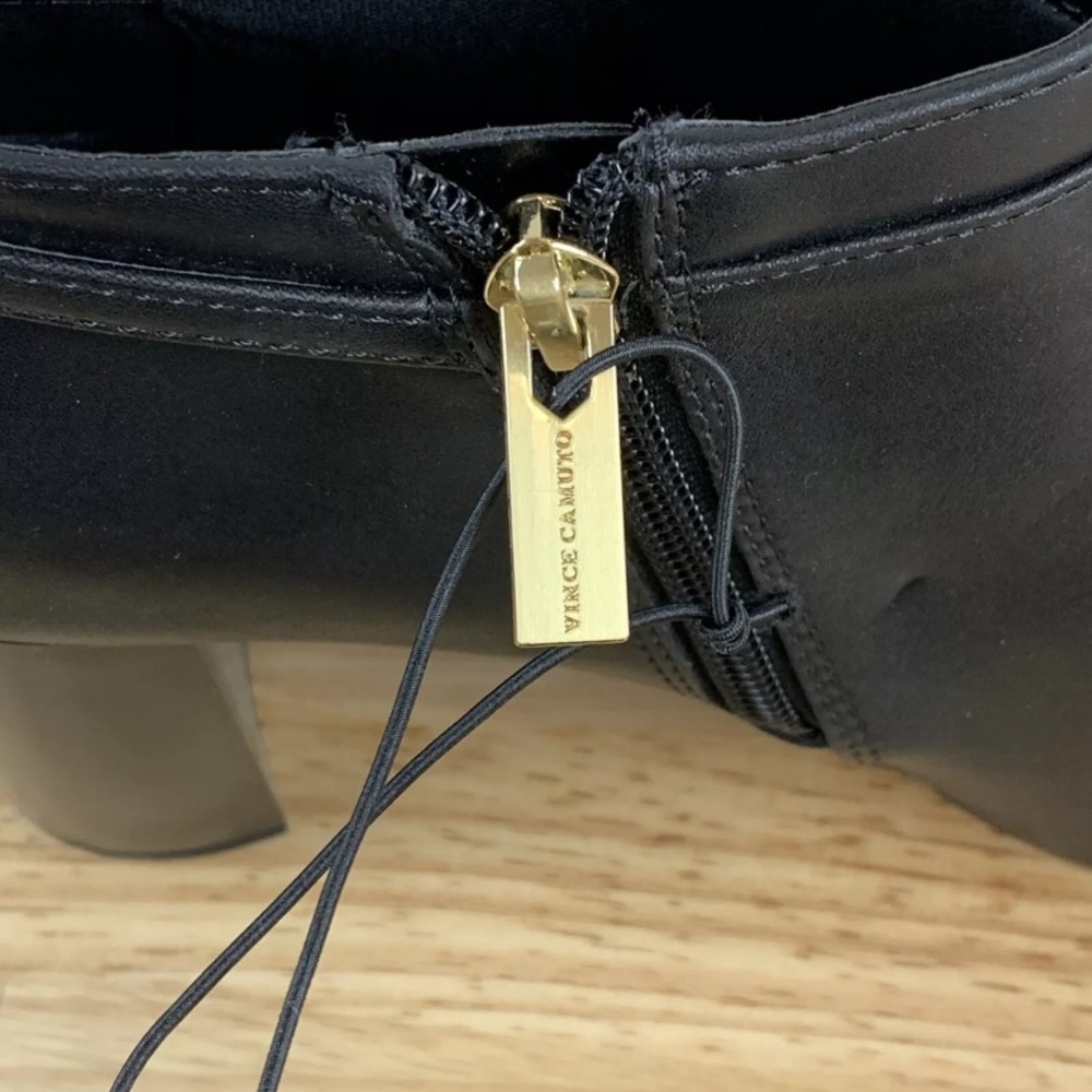 Vince Camuto COORIN Ankle Booties Chunky 3.5" Heels Black Gold Womens Size 8.5 M - Picture 9 of 11